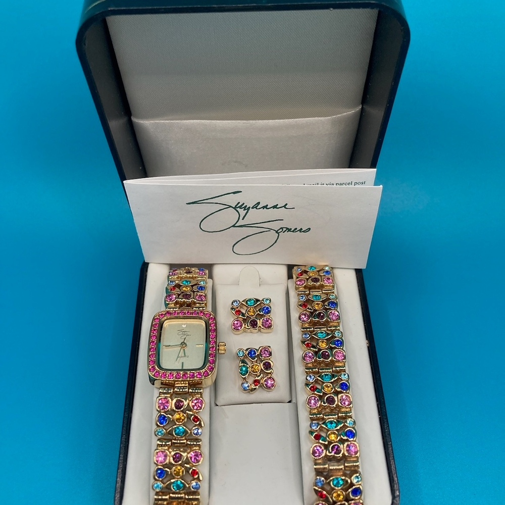 Colorful Gemstone Watch Earring and Bracelet Set Suzanne Somers